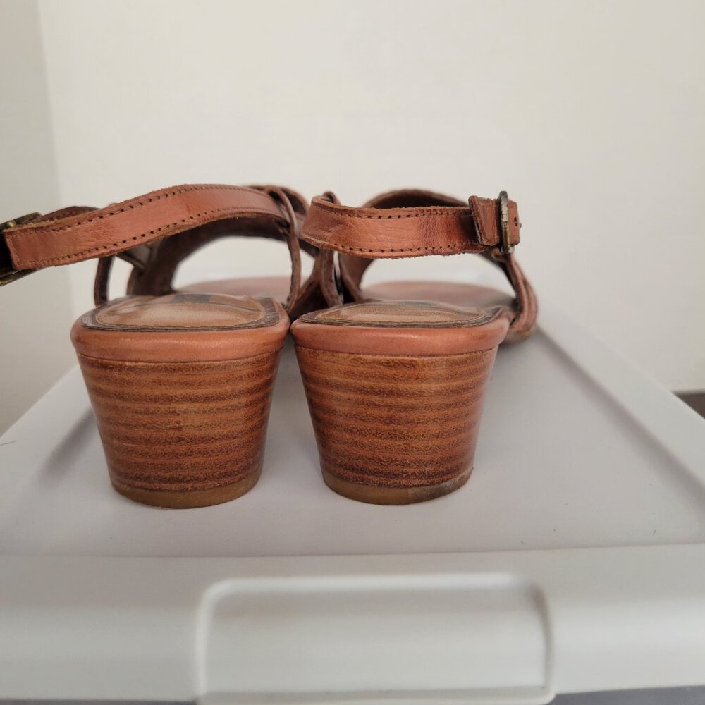 Women's Woven Leather Tan Sandals - Picture 3 of 4